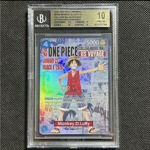BGS 10 PRISTINE One Piece Card Monkey.D.Luffy US College Basketball Voyage Promo